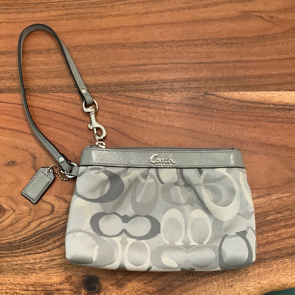 Small Grey Coach Wristlet